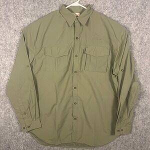 Ducks Unlimited Men's XL Vented Fishing Shirt Olive Green Long Sleeve Utility